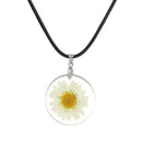 8SEASONS Handmade Boho Transparent Resin Dried Flower Daisy Necklace Ball Chain Silver Color White Round 45cm long, 1 Piece-white2-JadeMoghul Inc.