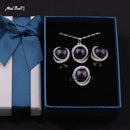 925 Silver Top Quality 100% Genuine Black Freshwater Pearl Pendant Earrings And Ring Set-Black Pearl-JadeMoghul Inc.
