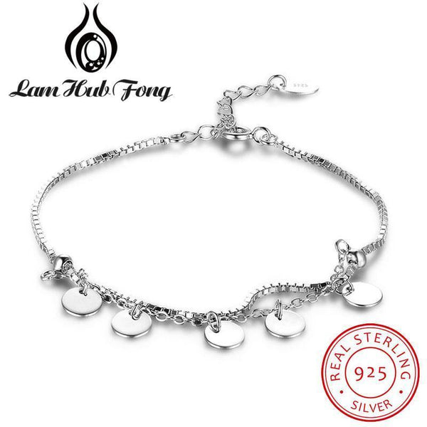 925 Sterling Silver Bracelet For Women Genuine 925 Silver Cute Round Pendant Chain Link Bracelets Party Jewelry New Arriving--JadeMoghul Inc.