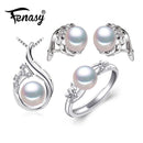 925 Sterling Silver Pearl Jewelery Set-White-Resizable-JadeMoghul Inc.