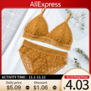 Women Lace Bra Sets Seamless Underwear Backless Vest Sexy Padded Bralette Lingerie Ultrathin Bra & Brief Sets Female Intimates
