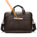 WESTAL Men's Bag Genuine Leather Men Briefcase for Laptop 14 Messenger Men's Leather Bag Business Portfolio for Document A4 7022
