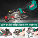 HYCHIKA Mini Circular Saw, 750W Laser Guide Electric Circular Saw, 3500RPM Saw Power Tool with 6 Blades