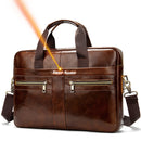 WESTAL Men's Bag Genuine Leather Men Briefcase for Laptop 14 Messenger Men's Leather Bag Business Portfolio for Document A4 7022