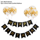 Black Gold Happy Birthday Banner Balloons Helium Number Foil Balloon for Baby Boy Kids Adult 18 30 Birthday Party Decorations