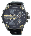 Diesel Mr. Daddy 2.0 Black Dial Black Leather DZ7348 Men's Watch