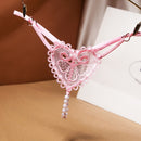 Embroidery Flower Massage Beads G-String Women T Panties Beautiful Sexy Mini Buttocks Low Rise Whore Thong Briefs Lingeries