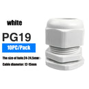 Waterproof Cable Gland 10pcs Cable entry IP68 PG7 for 3-6.5mm PG9 PG11 PG13.5 PG16 PG19/21/ White Black Nylon Plastic Connector