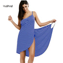 YILINHAN New Fashion Scarf Women Bathing Suit Bikini Swimwear Striped Sling Cover Up Backless Beach Maxi Dress Wrap Pareo