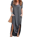 Plus Size 5XL Sexy Women Dress Summer 2021 Solid Casual Short Sleeve Maxi Dress For Women Long Dress Free Shipping Lady Dresses