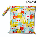 Baby Diaper Bag Cartoon Print Waterproof Wet Dry Nappy Zipper Handbag Stroller Carry Pack Travel Outdoor Wet Diaper Storage Bags