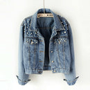 DEAT Fast Delivery New Autumn Fashion Women’s Denim Jacket Full Sleeve Loose Button Pearls Short Lapel Wild Casual 2022 AP446