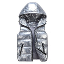 Women Winter Vests Hooded 2022 New Short Bright Color Vest Cotton Padded Jacket Sleeveless Female Winter Waistcoat Vest