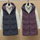2021 Autumn Winter Two Sides Wear Long Vest Warm Hooded Waistcoat Women Coat Thicken Cotton Padded Female Sleeveless Jacket New