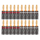 20pcs/10pairs Nakamichi BANANA PLUGS 24K Gold-plated 4MM Banana Connector with Screw Lock For Audio Jack Speaker Plugs Black&Red