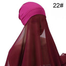 Muslim Chiffon Scarf For Women Fashion Veil Instant Hijab Wrap Headscarf Islam Solid Color Cap Musulman Wrap Scarves 25 Colors