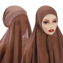 Muslim Chiffon Scarf For Women Fashion Veil Instant Hijab Wrap Headscarf Islam Solid Color Cap Musulman Wrap Scarves 25 Colors