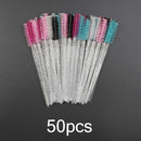 Disposable Eyelash Brush 25/50 Pcs Crystal Eye Brush Diamond Handle Mini Mascara Wands Brush Eyelash Extension Makeup Brush Set