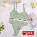 2PC Underwear Set Women Seamless Bra Set Wireless Bra Sexy High Waisted Female Underpants Comfortable Basic Bralette Lingerie