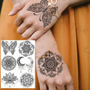 Sexy Black Henna Temporary Tattoos For Women Girls Body Art Decoration Fake Jewelry Chains Waterproof Mandala Flower Tatoos Kit