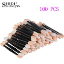Hot Disposable 30/50/100PC Eye shadow Brush Makeup Dual Sided Sponge Nylon Set Eye Shadow Brushes For Cosmetic Applicator Makeup
