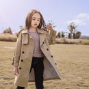 4-13Y Teen Girls Long Trench Coats 2022 New Fashion England Style Windbreaker Jacket For Girls Spring Autumn Children&