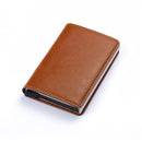 Custom Name Business Bank Credit Card Holder Men Wallet Coin Leather Wallet RFID Aluminium Box CardHolder with Money Clips Purse