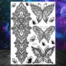 Sexy Black Henna Temporary Tattoos For Women Girls Body Art Decoration Fake Jewelry Chains Waterproof Mandala Flower Tatoos Kit