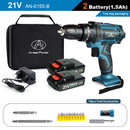 2 Speed Cordless Impact Drill 21V Electric Screwdriver Home Mini 1500 Mah 18650 Lithium Battery Wireless Rechargeable Hand Drill