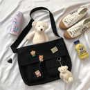 Women Simple Crossbody Money Bag Cute Casual Satchel Girls Shoulder Pouch Women Sweet Printed Canvas Diagonal Cross School Bag