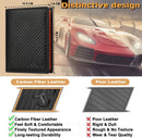 TEEHON Carbon Fiber Leather Men Wallet Coin Pocket RFID Credit Card Holder Half Span Design Black Purse