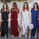Plus Size 5XL Sexy Women Dress Summer 2021 Solid Casual Short Sleeve Maxi Dress For Women Long Dress Free Shipping Lady Dresses