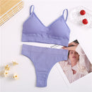 2PC Underwear Set Women Seamless Bra Set Wireless Bra Sexy High Waisted Female Underpants Comfortable Basic Bralette Lingerie