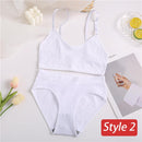2PC Underwear Set Women Seamless Bra Set Wireless Bra Sexy High Waisted Female Underpants Comfortable Basic Bralette Lingerie
