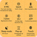 QCY T13 Bluetooth Headphone V5.1 Wireless TWS Earphone Touch Control Earbuds 4 Microphones ENC HD Call Headset Customizing APP