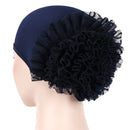 JTVOVO 2022 New Pure Color Milk Silk Pan Flower Hat Muslim Stretch Toe Cap Dubai Arab Women&