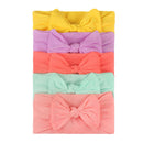 3/4/5/6Pcs/set Cute Bowknot Baby Headband Turban Solid Color Newborn Baby Girls Elastic Hair Bands Soft Nylon Hair Accessories