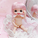 Adollya 16cm BJD Doll Nude Body Ball Jointed Swivel Doll 3D Eyes 13 Moveable Joints Body Make-up Princess 1/12 BJD Dolls
