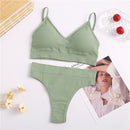 2PC Underwear Set Women Seamless Bra Set Wireless Bra Sexy High Waisted Female Underpants Comfortable Basic Bralette Lingerie