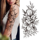 Death Skull Flower Temporary Tattoo For Women Girls Snake Bird Peony Tattoo Sticker Black Fake Blossom Sexy Tatoo Transfer Adult