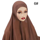 Muslim Chiffon Scarf For Women Fashion Veil Instant Hijab Wrap Headscarf Islam Solid Color Cap Musulman Wrap Scarves 25 Colors
