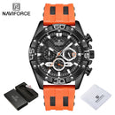 NAVIFORCE Luxury Watches for Men Fashion Silicone Strap Military Waterproof Sport Chronograph Quartz WristWatch Clock With Date