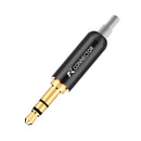 1pc Aluminum Jack 3.5 Earphone Plug with Tail plug clamps 3.5mm 3 pole Stereo Male Plug Gold Plated Wire Connector