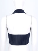 Womens Stripe Vests Elegant OL Waistcoat Suit Vest Halter Neck V-Neck Office Ladies Crop Tops Business Formal Work Wear Mujer