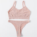 Sexy Women Bra Set Seamless Bra and Pantys Set Sexy Lingerie Set Rib Crop Top Female Brassiere Low Wasit Thong Fitness Underwear