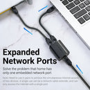 Vention RJ45 Splitter 1 to 2 RJ45 Splitter Network Adapter Female Network Extender Extension Connector for Laptop Ethernet Cable