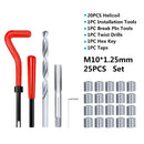 XCAN Thread Repair Tool 25pcs M3/M4/M5/M6/M7/M8/M10/M12/14 for Restoring Damaged Thread Spanner Wrench Twist Drill Bit Hand Tool