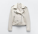 Spring and Autumn 2022 belt detachable epaulet motorcycle jacket leather jacket