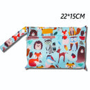 Baby Diaper Bag Cartoon Print Waterproof Wet Dry Nappy Zipper Handbag Stroller Carry Pack Travel Outdoor Wet Diaper Storage Bags