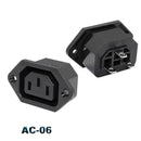 IEC320 C14 Electrical AC Socket 3 pin red LED 250V Rocker Switch 10A fuse female male inlet plug connector 2 pin socket mount
